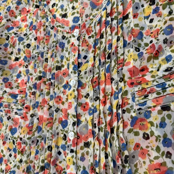 American Rag Cie Cottagecore Floral Tie Back Sheer Peasant Top Womens Small Lace - Picture 4 of 7